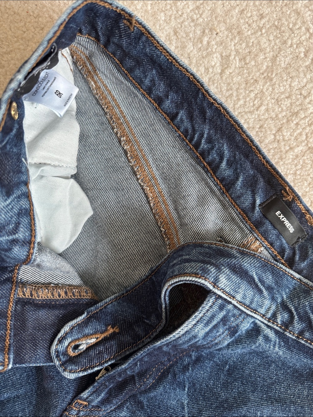 Express Wide Leg High Rise Stretch with Tab Detail - Picture 2 of 3